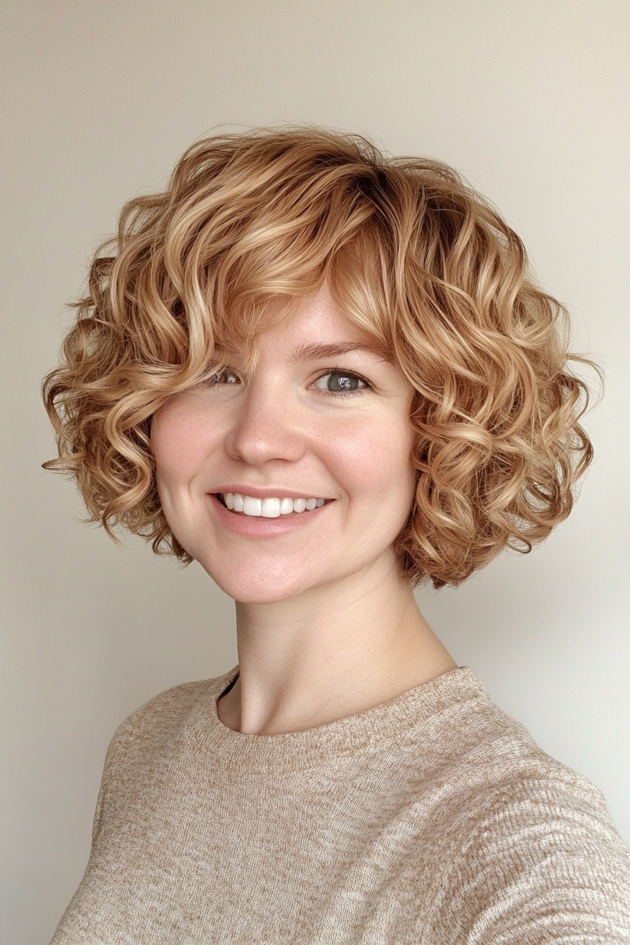 6. Soft Curly Bob - Honey Blonde (Short Curly Hairstyles For Women) - Short Curly Hairstyles For Women