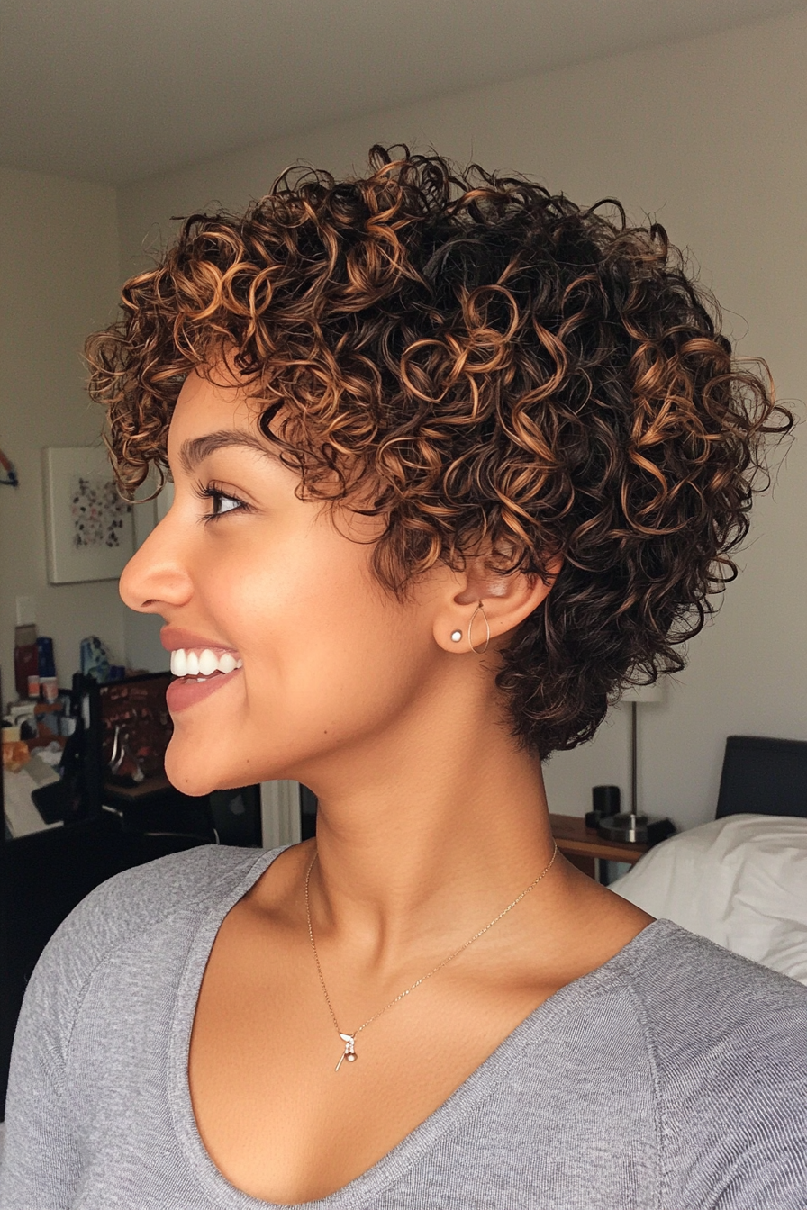 7. Curly Tapered Cut - Dark Blonde (Short Curly Hairstyles For Women) - Short Curly Hairstyles For Women