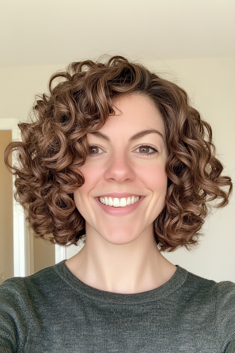 17. Medium Curly Shag - Warm Brown (Short Curly Hairstyles For Women) - Short Curly Hairstyles For Women