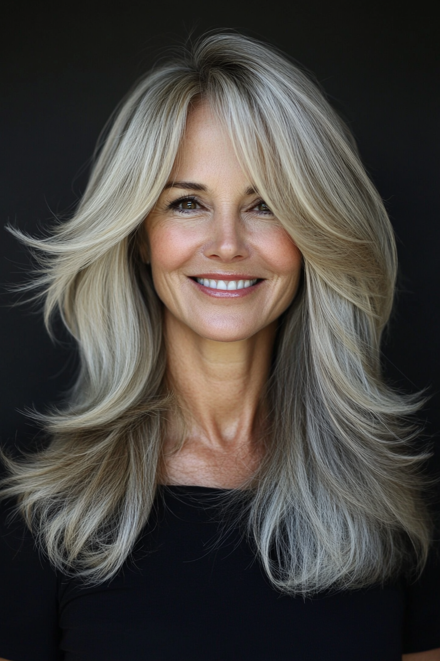 4. Layered Lob with Subtle Ash Blonde (Layered Haircuts For Women Over 50) - Layered Haircuts For Women Over 50