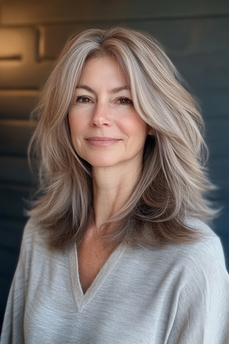 25. Medium Layered Cut with Ash Brown (Layered Haircuts For Women Over 50) - Layered Haircuts For Women Over 50
