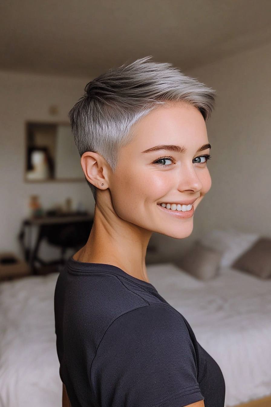 3. Silver Toned Pixie with Side Part (Very Short Pixie Haircuts) - Very Short Pixie Haircuts