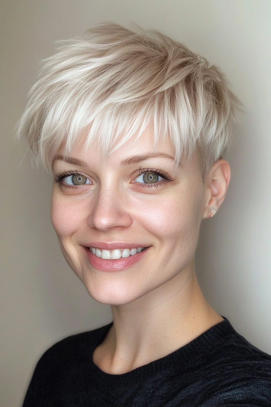 7. Platinum Blonde and Fringed Pixie (Very Short Pixie Haircuts) - Very Short Pixie Haircuts