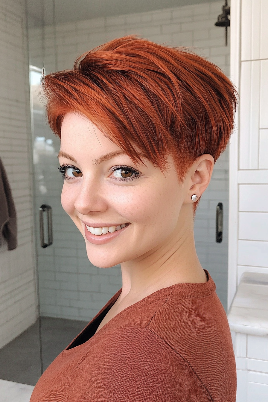10. Warm Red Pixie with Defined Layers (Very Short Pixie Haircuts) - Very Short Pixie Haircuts