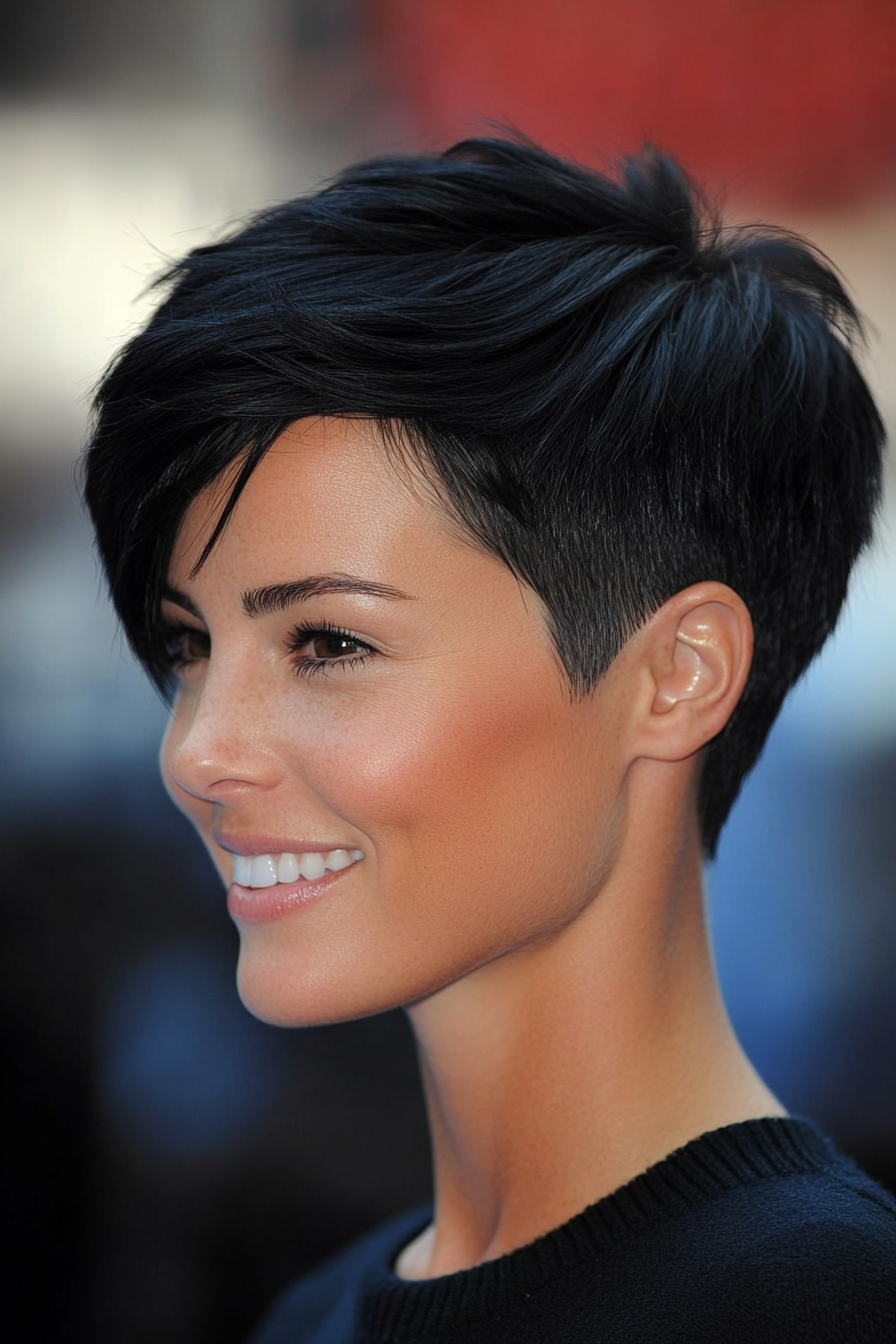 12. Deep Black Pixie with Slicked Back Layers (Very Short Pixie Haircuts) - Very Short Pixie Haircuts