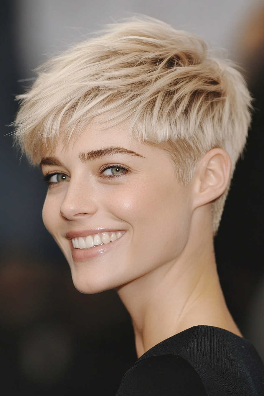 14. Blonde Pixie with Textured Fringe (Very Short Pixie Haircuts) - Very Short Pixie Haircuts