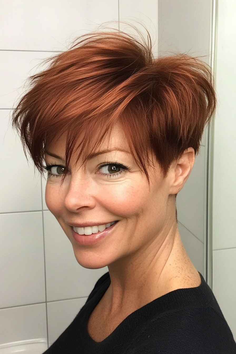 22. Reddish Brown Pixie with Wispy Ends (Very Short Pixie Haircuts) - Very Short Pixie Haircuts