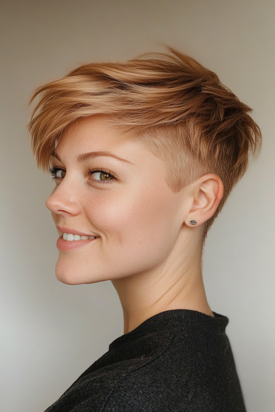 25. Caramel Blonde Pixie with Flipped Ends (Very Short Pixie Haircuts) - Very Short Pixie Haircuts