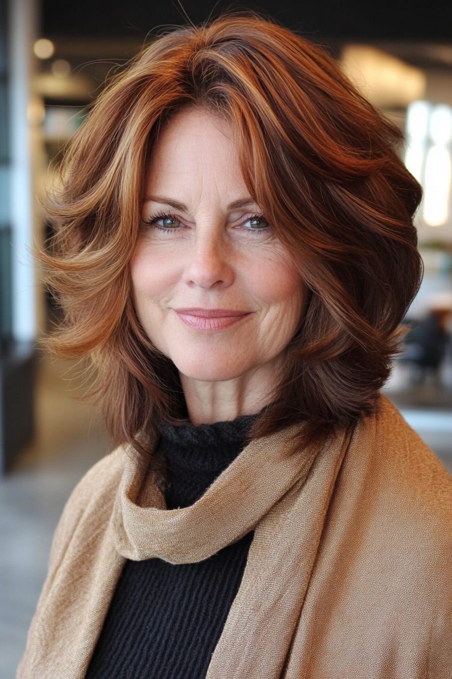 3. Textured Bob with Chestnut Brown (Layered Haircuts For Women Over 60) - Layered Haircuts For Women Over 60