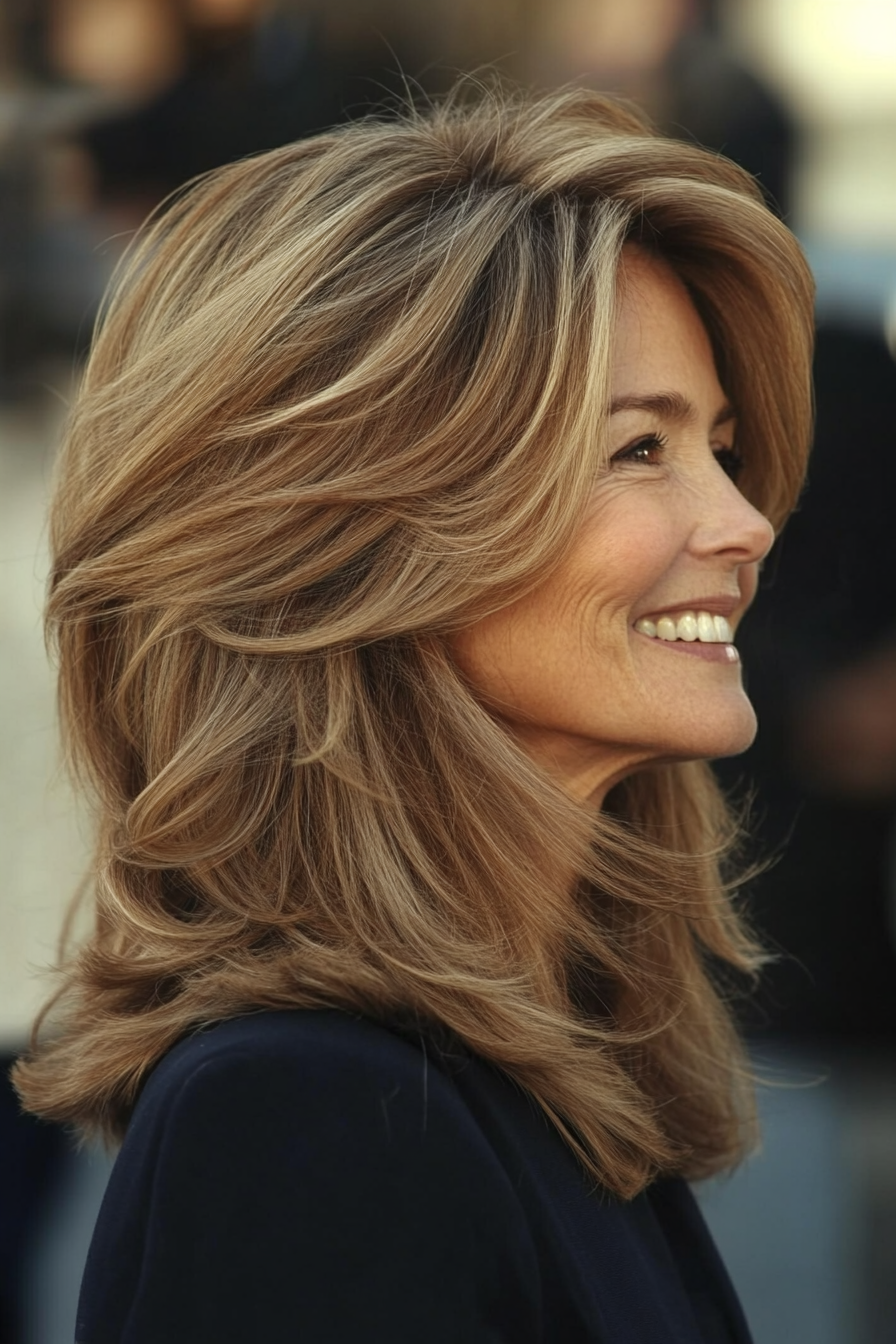 6. Wispy Layers with Light Brown (Layered Haircuts For Women Over 60) - Layered Haircuts For Women Over 60