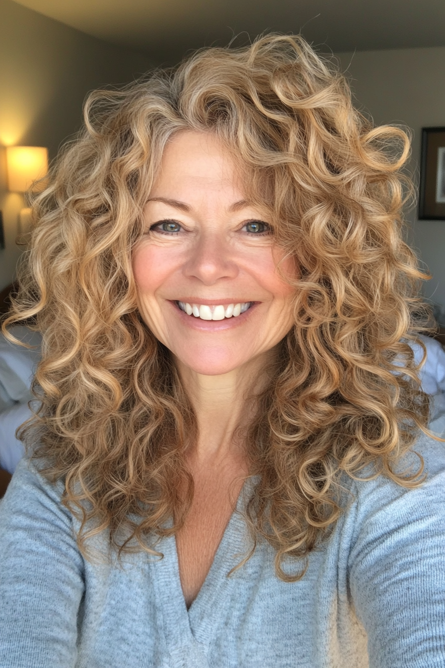 11. Soft Curls with Warm Golden Blonde (Layered Haircuts For Women Over 60) - Layered Haircuts For Women Over 60