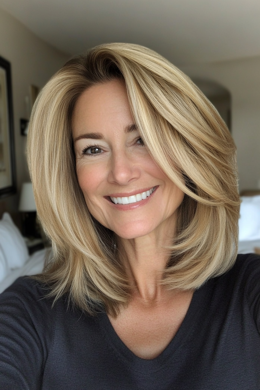 3. Long Bob with Layers - Honey Blonde (Hairstyles For Older Women) - Hairstyles For Older Women