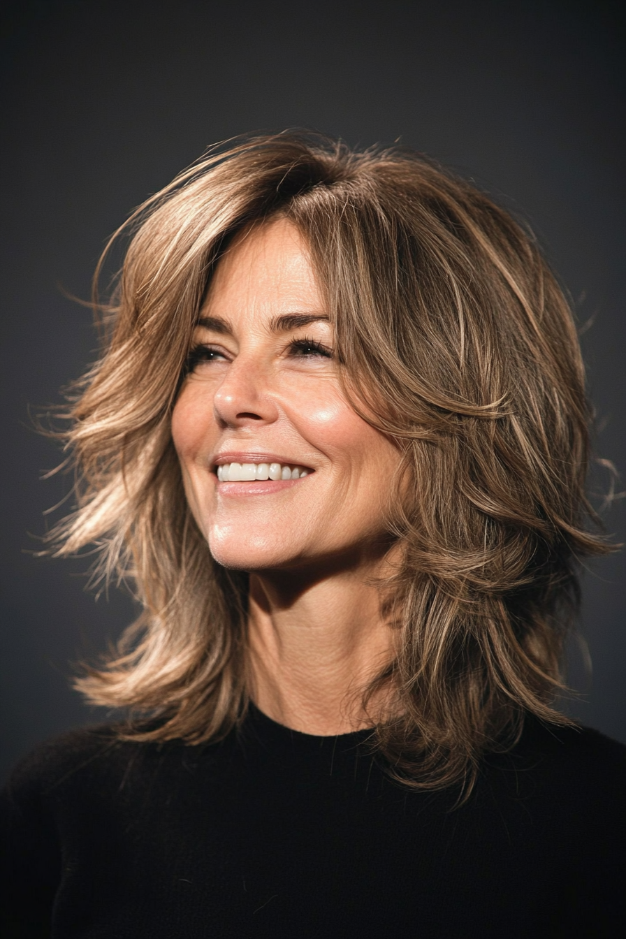 4. Shaggy Lob - Light Brown (Hairstyles For Older Women) - Hairstyles For Older Women