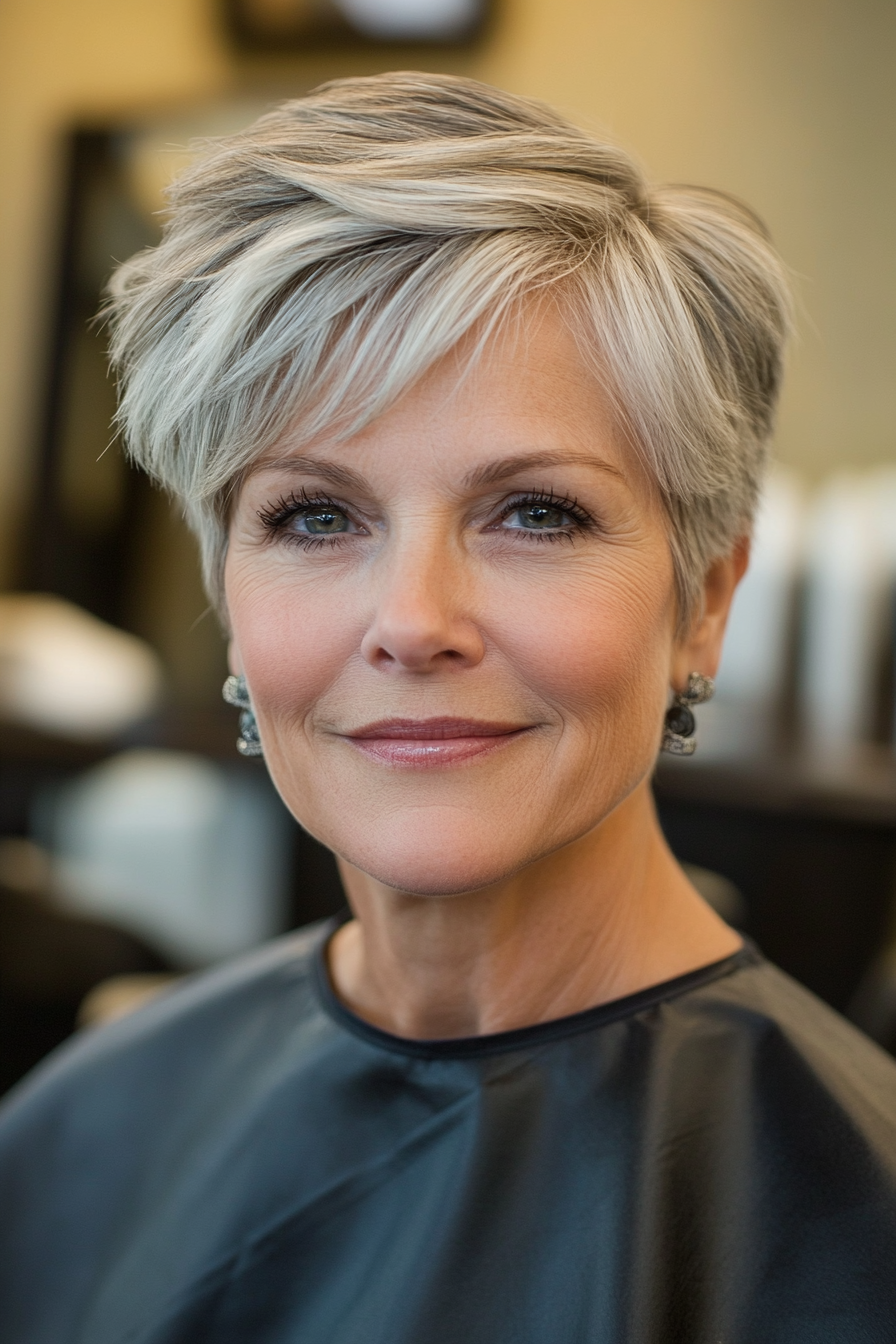 16. Tapered Pixie Cut - Gray with Light Blonde Highlights (Hairstyles For Older Women) - Hairstyles For Older Women