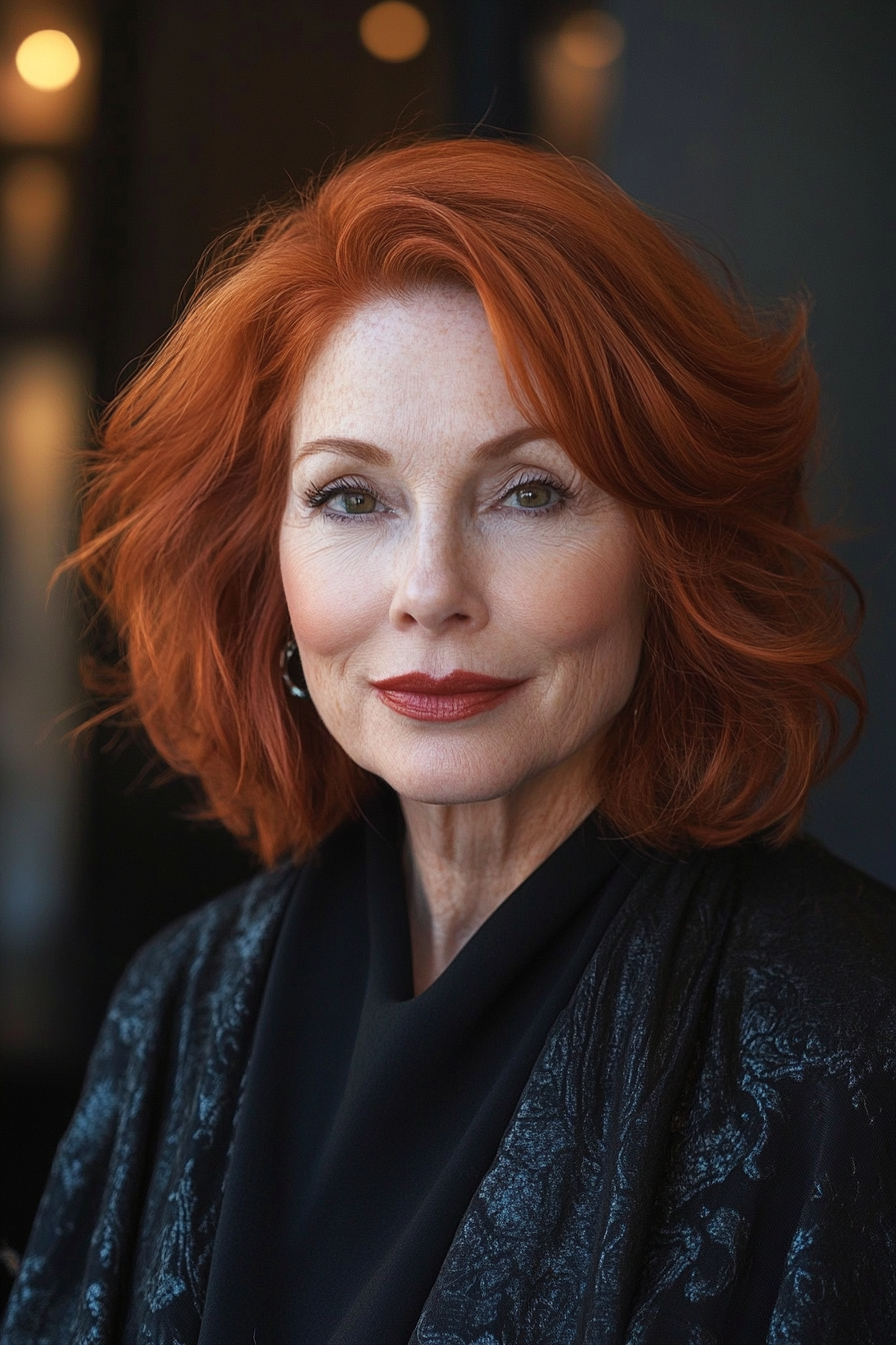 23. Bob with Soft Waves - Soft Auburn (Hairstyles For Older Women) - Hairstyles For Older Women
