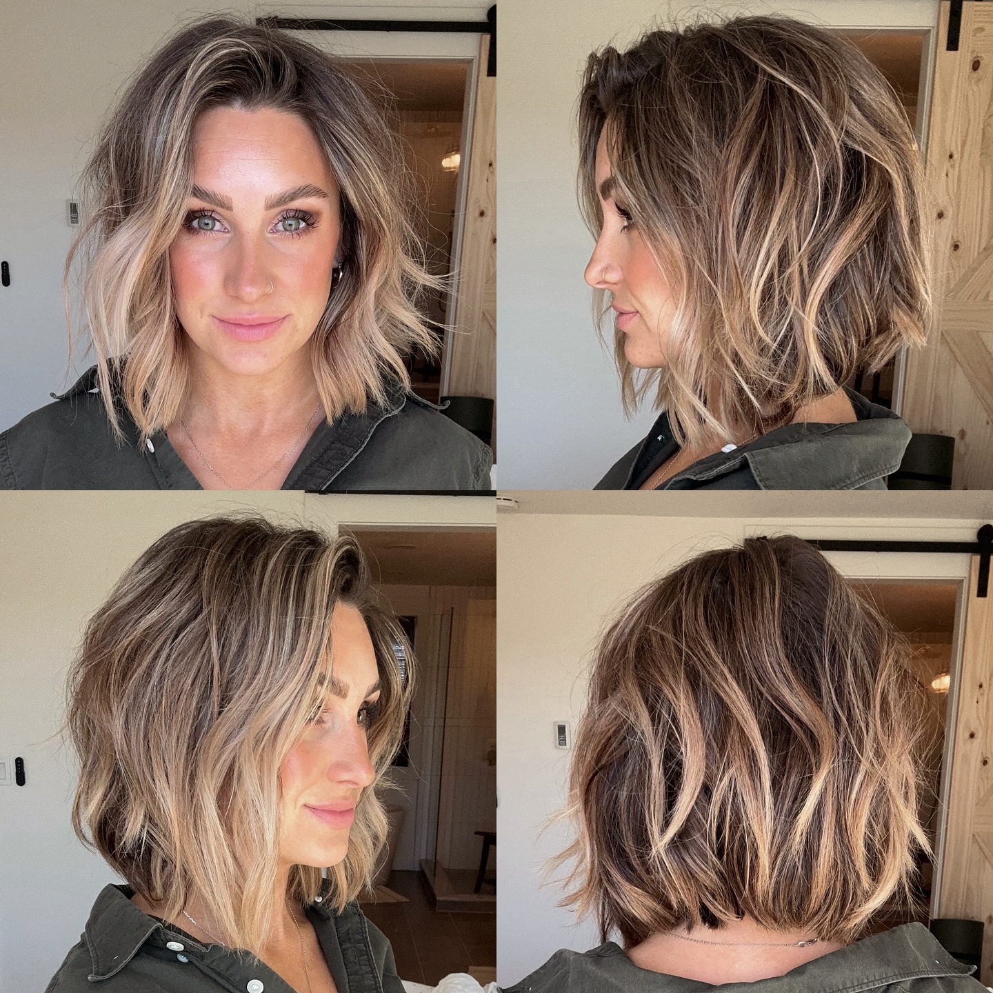 7. Textured Lob with Balayage Highlights - Short Hairstyle Ideas for Women