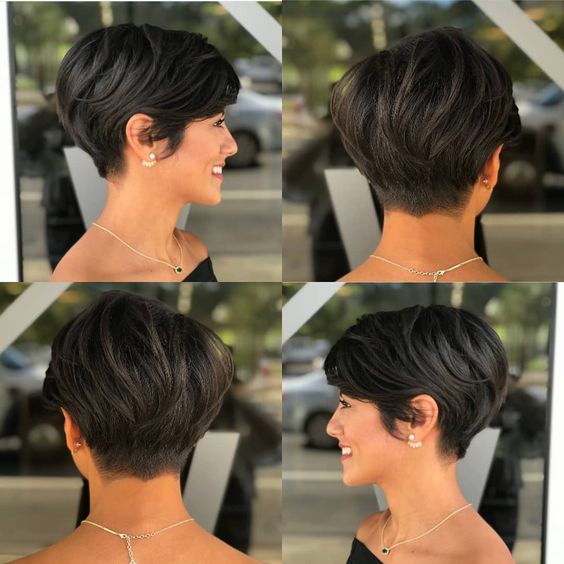 8. Tapered Brunette Pixie with Lifted Crown - Short Hairstyle Ideas for Women