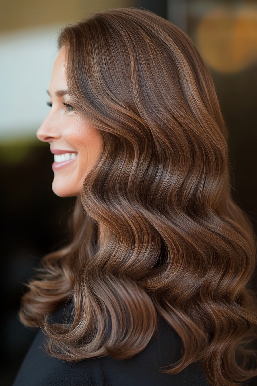 21. Soft Mocha Waves (Long Hairstyles For Women Over 40) - Long Hairstyles For Women Over 40