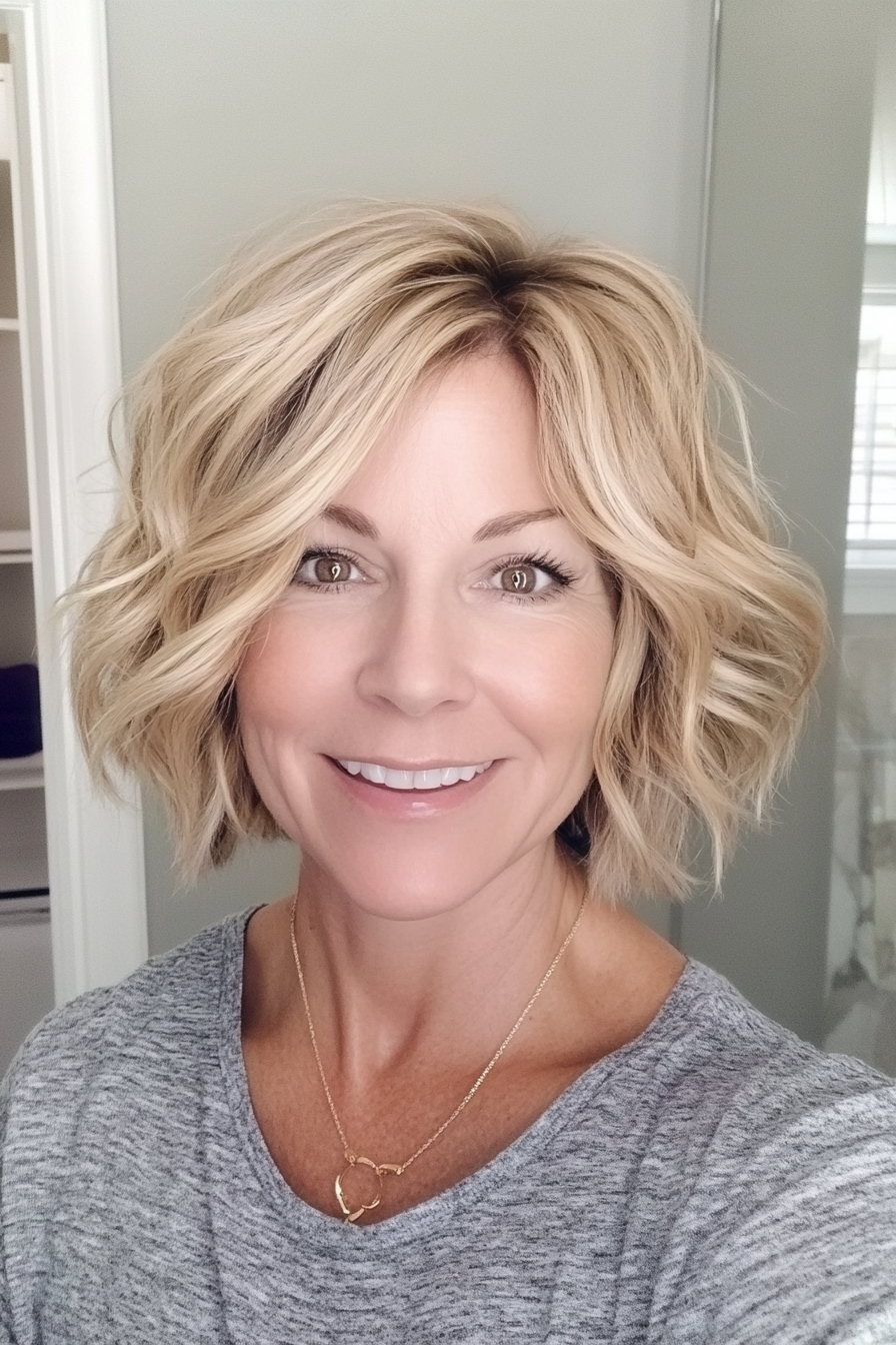 14. Tousled Bob in Golden Blonde (Short Bob Haircuts For Women Over 50) - Short Bob Haircuts For Women Over 50