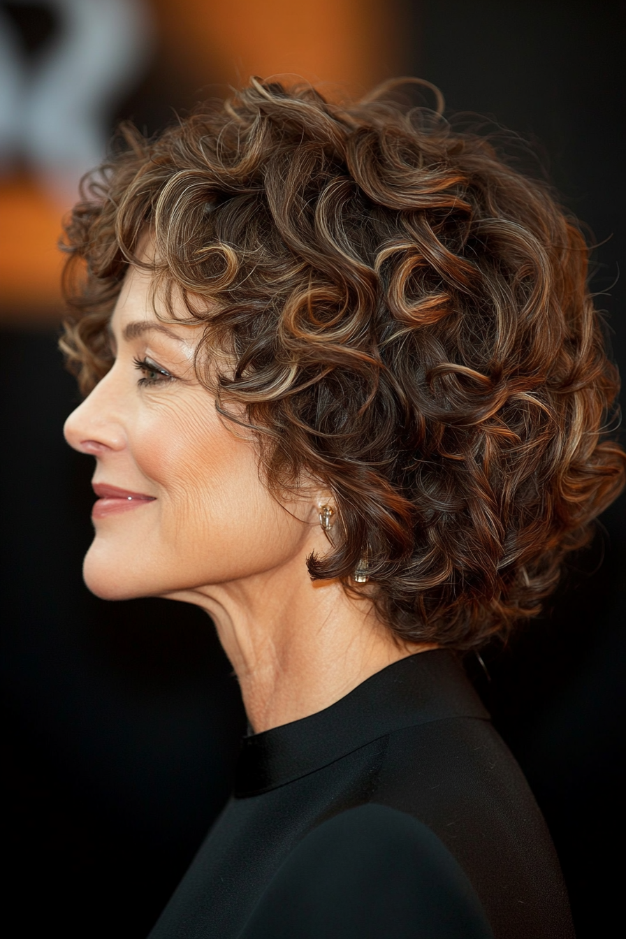 4. Curly Shag with Auburn Accents (Short Haircuts For Women Over 60 With Curly Hair) - Short Haircuts For Women Over 60 With Curly Hair