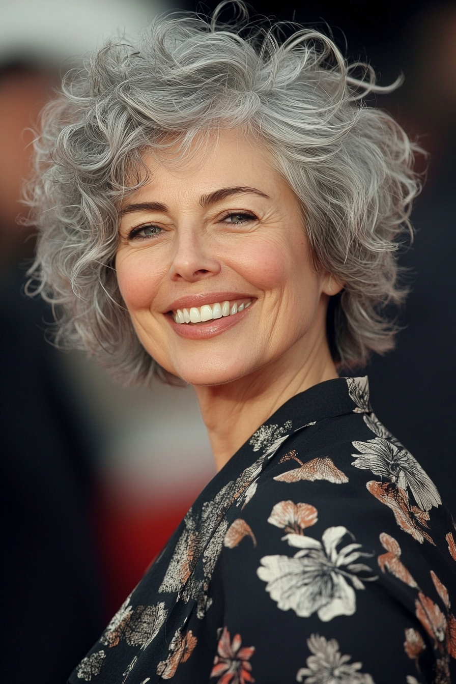 10. Short Shaggy Cut in Natural Gray (Short Haircuts For Women Over 60 With Curly Hair) - Short Haircuts For Women Over 60 With Curly Hair
