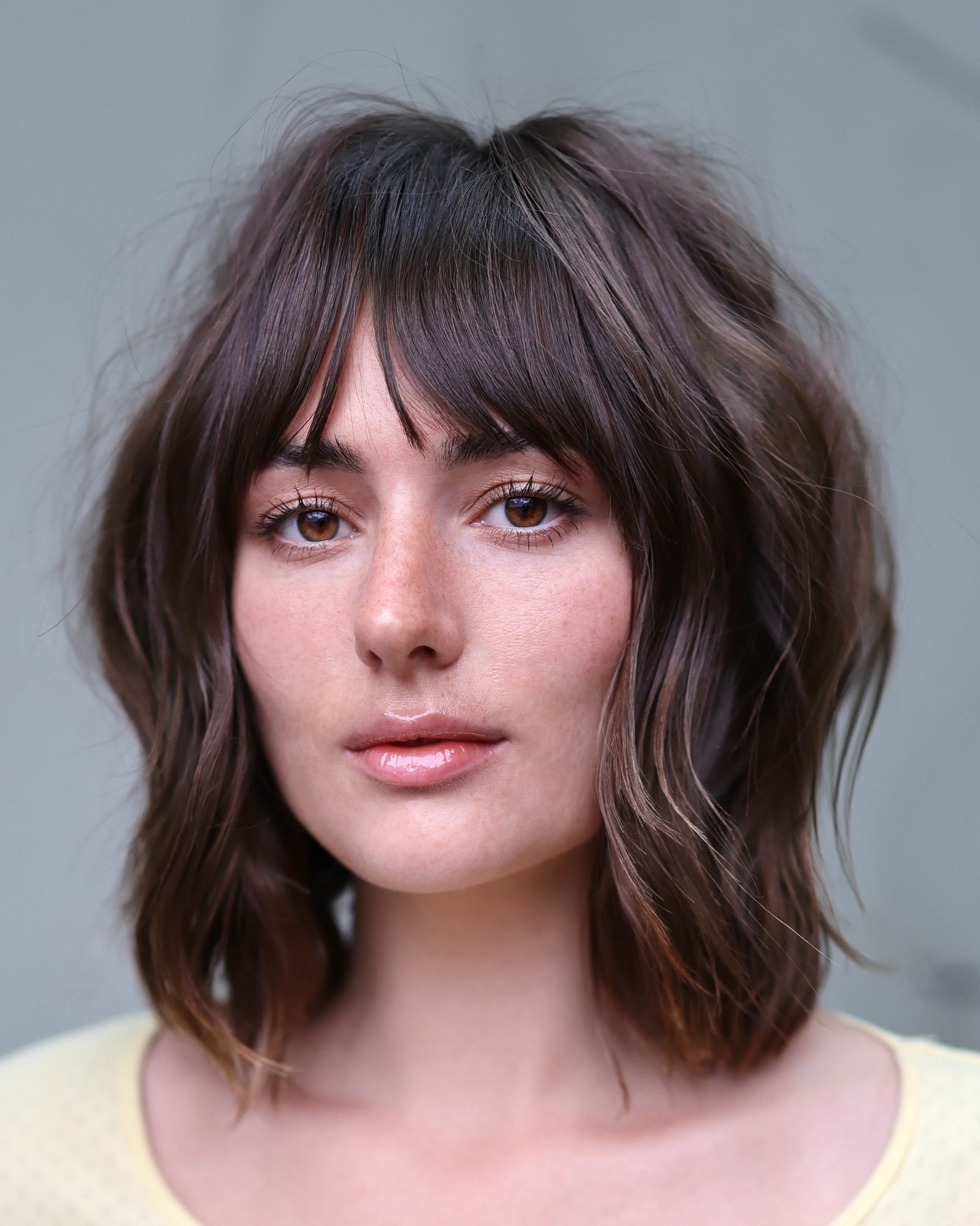12. Piecey Brunette Bob with Soft Fringe - Medium-Length Hairstyle Ideas for Women