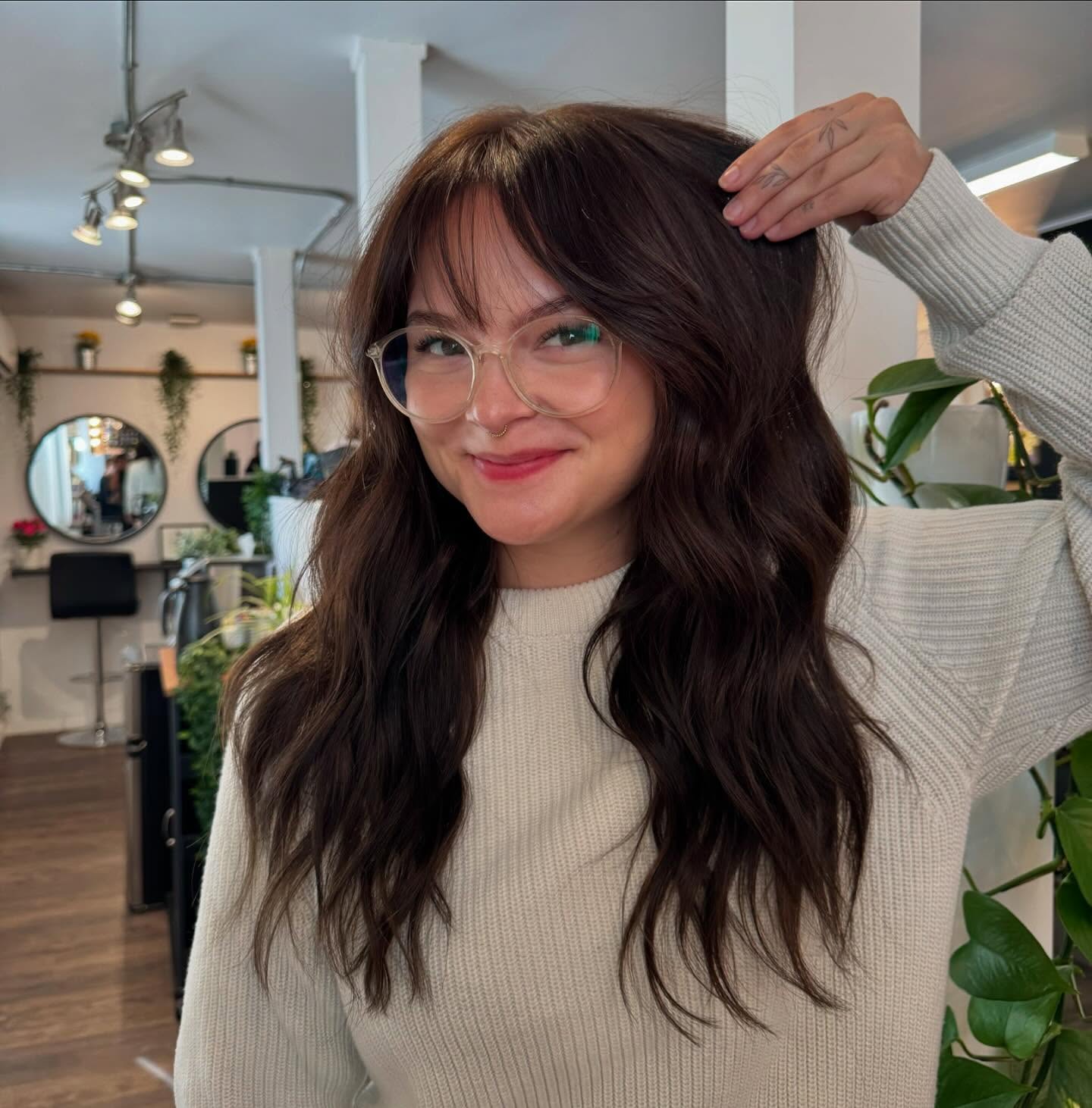 13. Wavy Chocolate Brown with Wispy Bangs - Long Hairstyle Ideas for Women