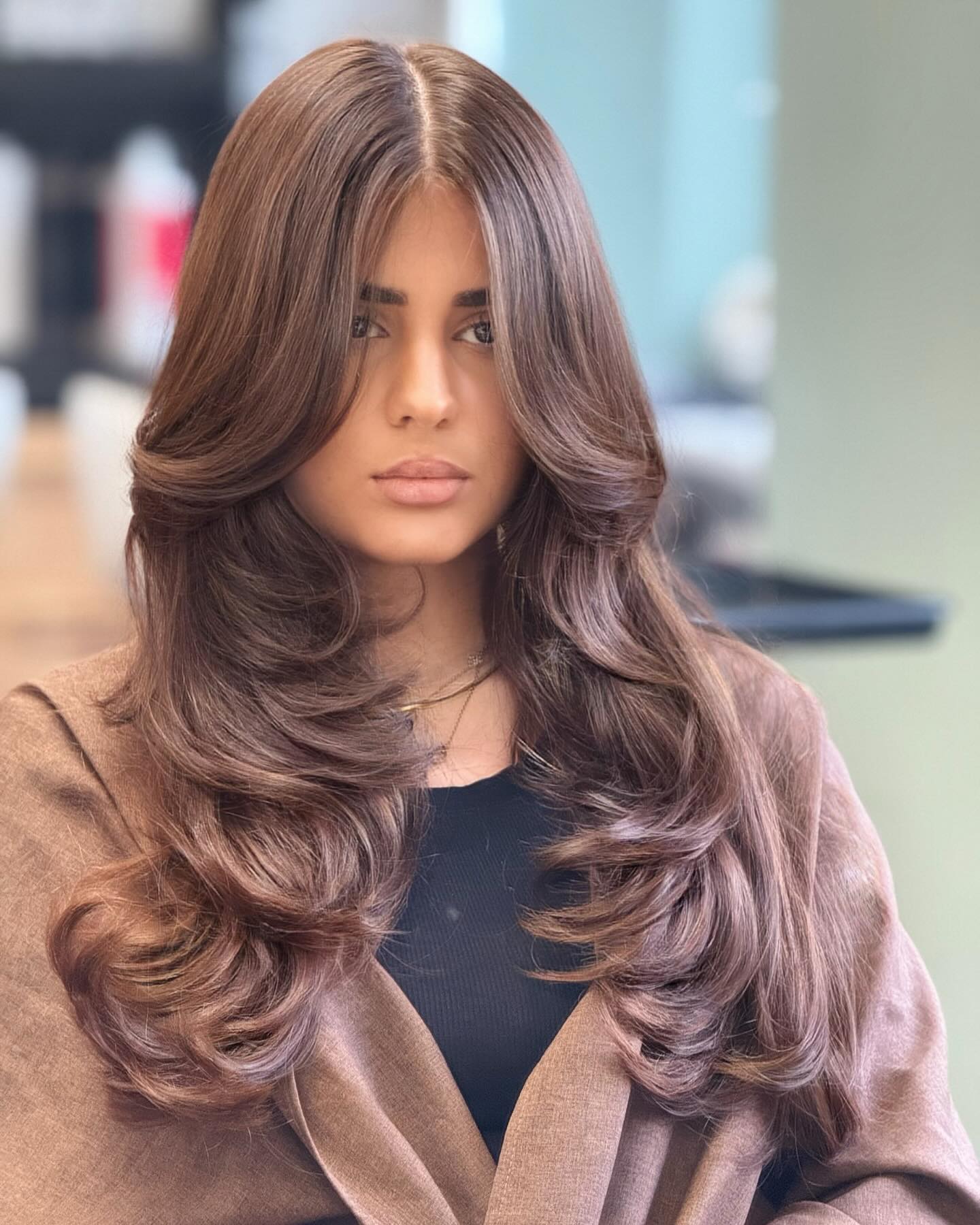 19. Chestnut Luxe Layers with a Polished Finish - Long Hairstyle Ideas for Women
