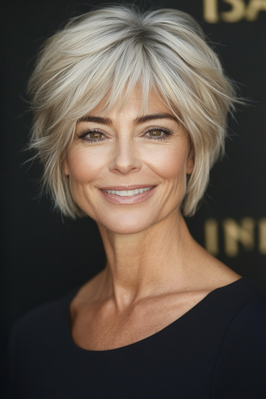 3. Textured Crop with Ash Blonde Tones (Shorter Hairstyles For Older Women) - Shorter Hairstyles For Older Women
