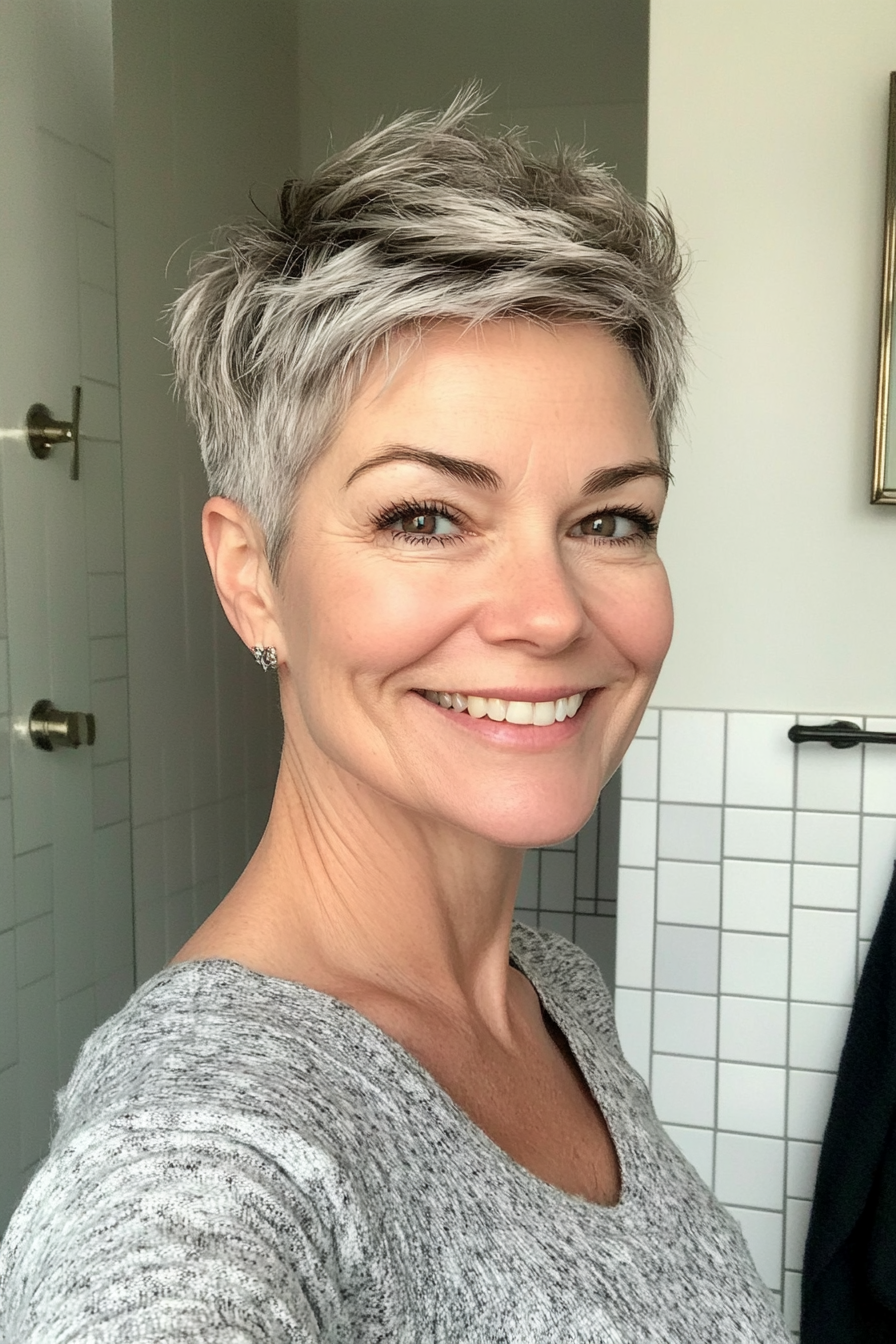 5. Edgy Textured Pixie Cut (Shorter Hairstyles For Older Women) - Shorter Hairstyles For Older Women
