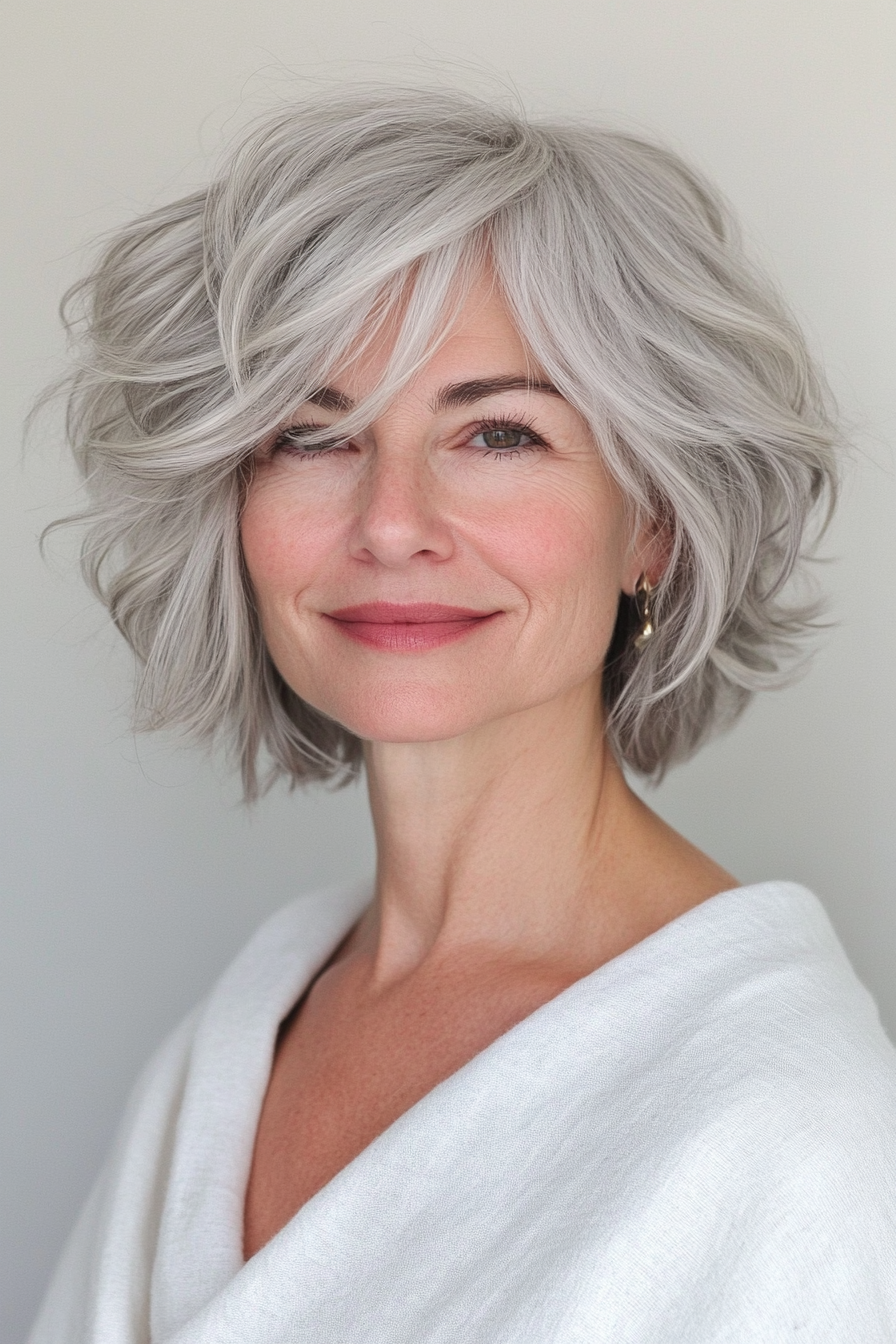 15. Liberated Grey Hair Short Shag (Shorter Hairstyles For Older Women) - Shorter Hairstyles For Older Women