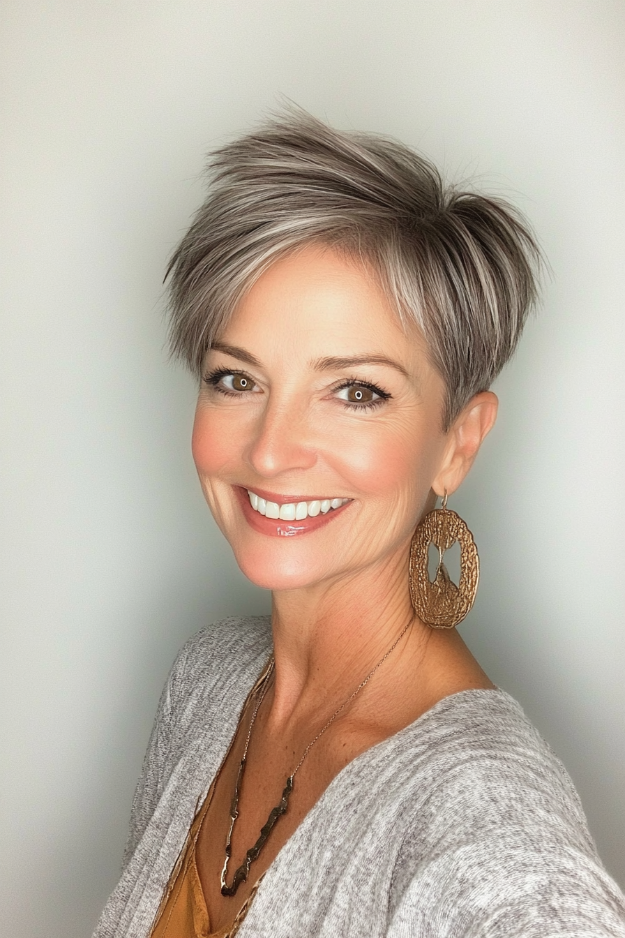 16. Spunky Pixie for Women Over 50 (Shorter Hairstyles For Older Women) - Shorter Hairstyles For Older Women