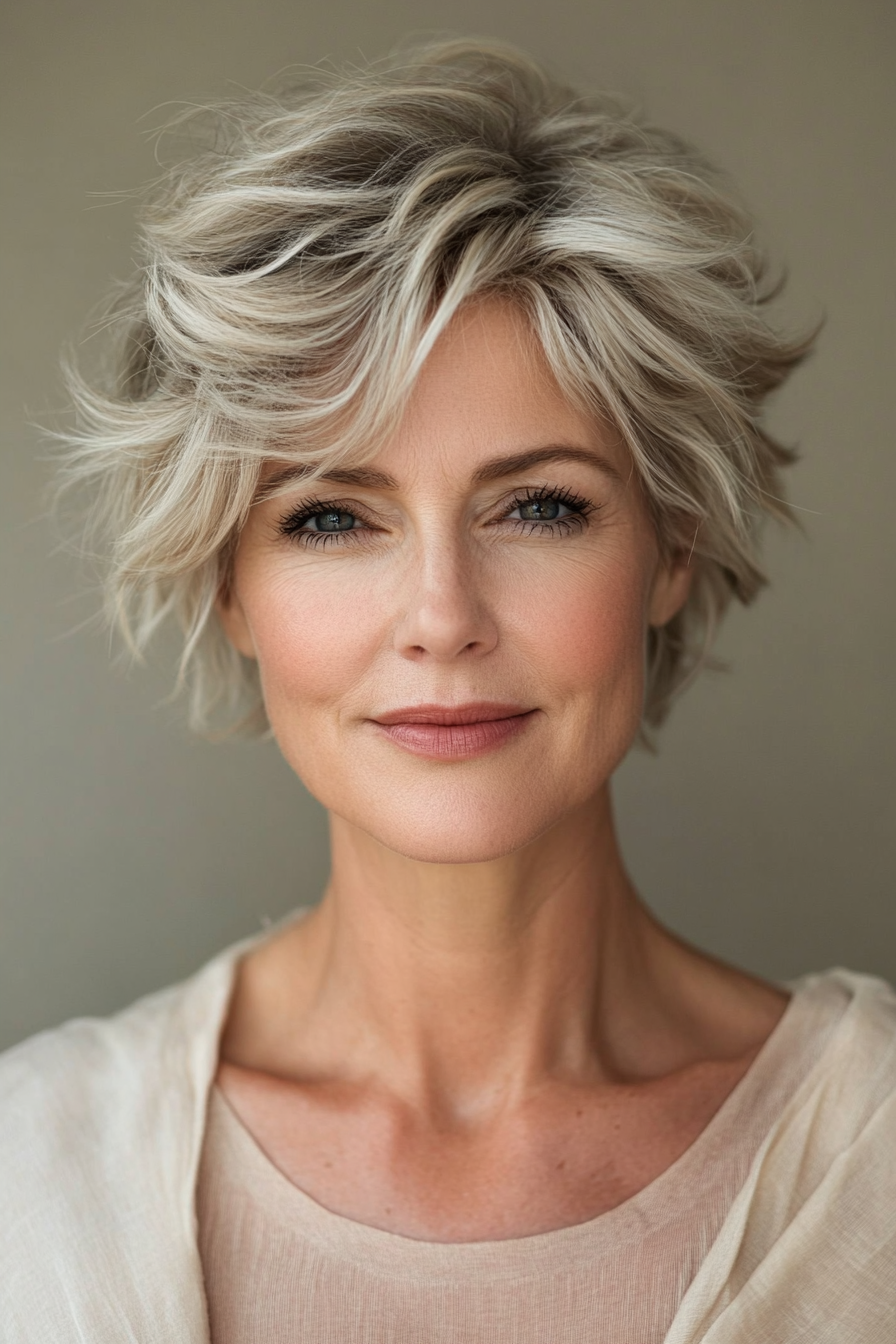 17. Feathered Cut in Sandy Blonde (Shorter Hairstyles For Older Women) - Shorter Hairstyles For Older Women