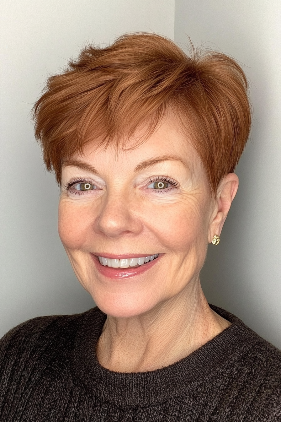 21. Tapered Pixie in Chestnut Brown (Shorter Hairstyles For Older Women) - Shorter Hairstyles For Older Women
