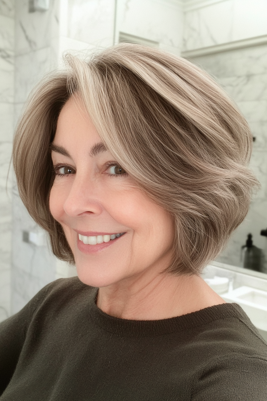25. Soft Layered Crop in Light Ash Brown (Shorter Hairstyles For Older Women) - Shorter Hairstyles For Older Women