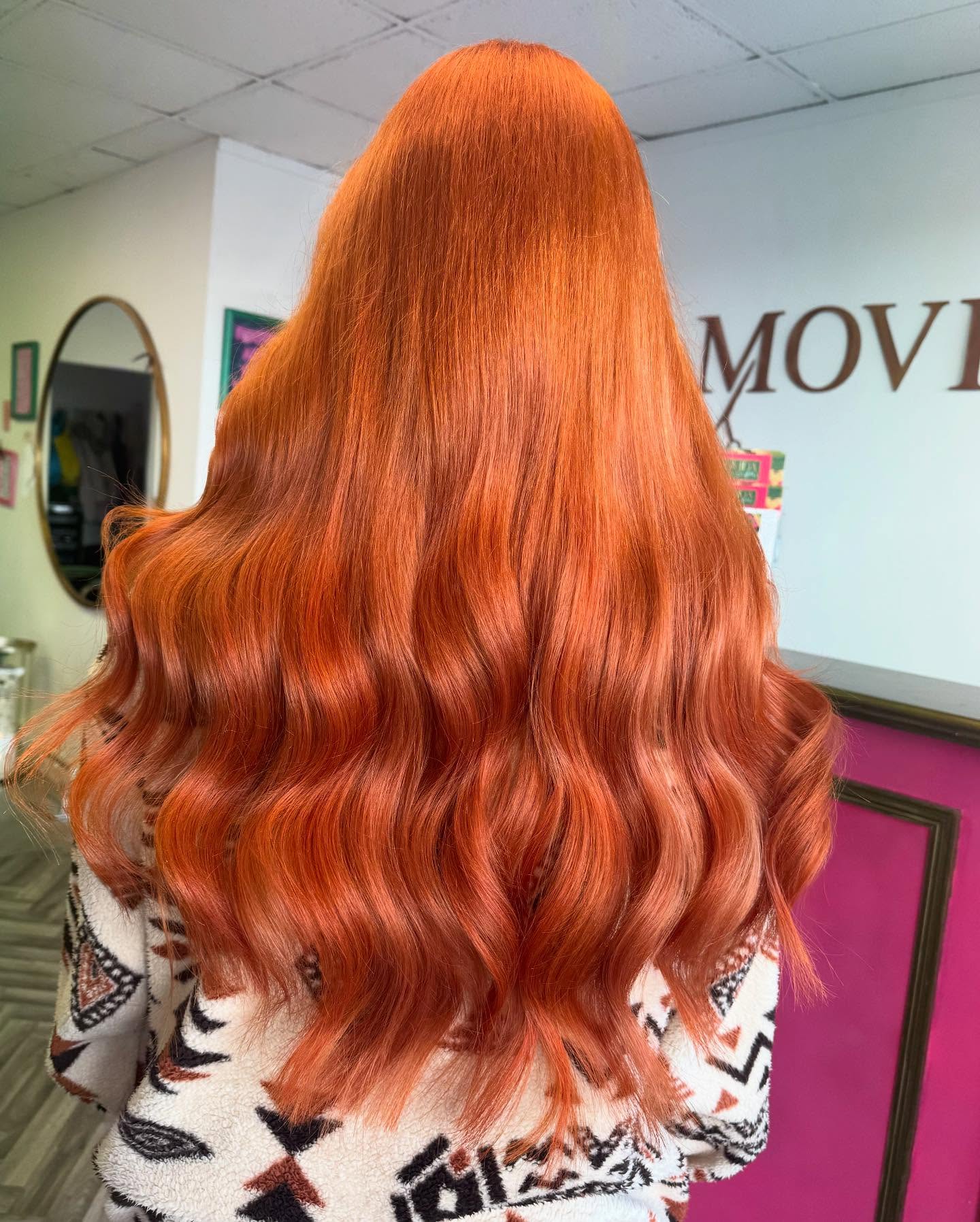 2. Long Fiery Copper with Seamless Flow - Copper Hair Color Ideas for Women