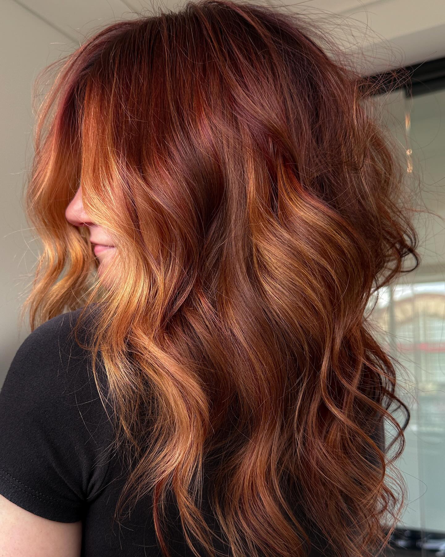 18. Crimson-Copper Melt with Caramel Highlights - Copper Hair Color Ideas for Women
