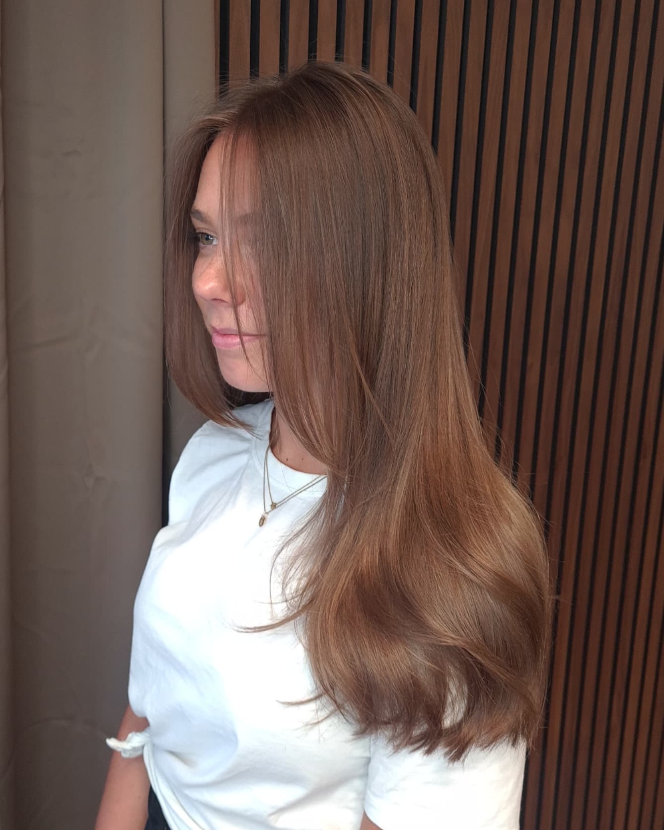 9. Silky Chestnut Light Brown with Curtain Bangs - Light Brown Hair Color Ideas for Women