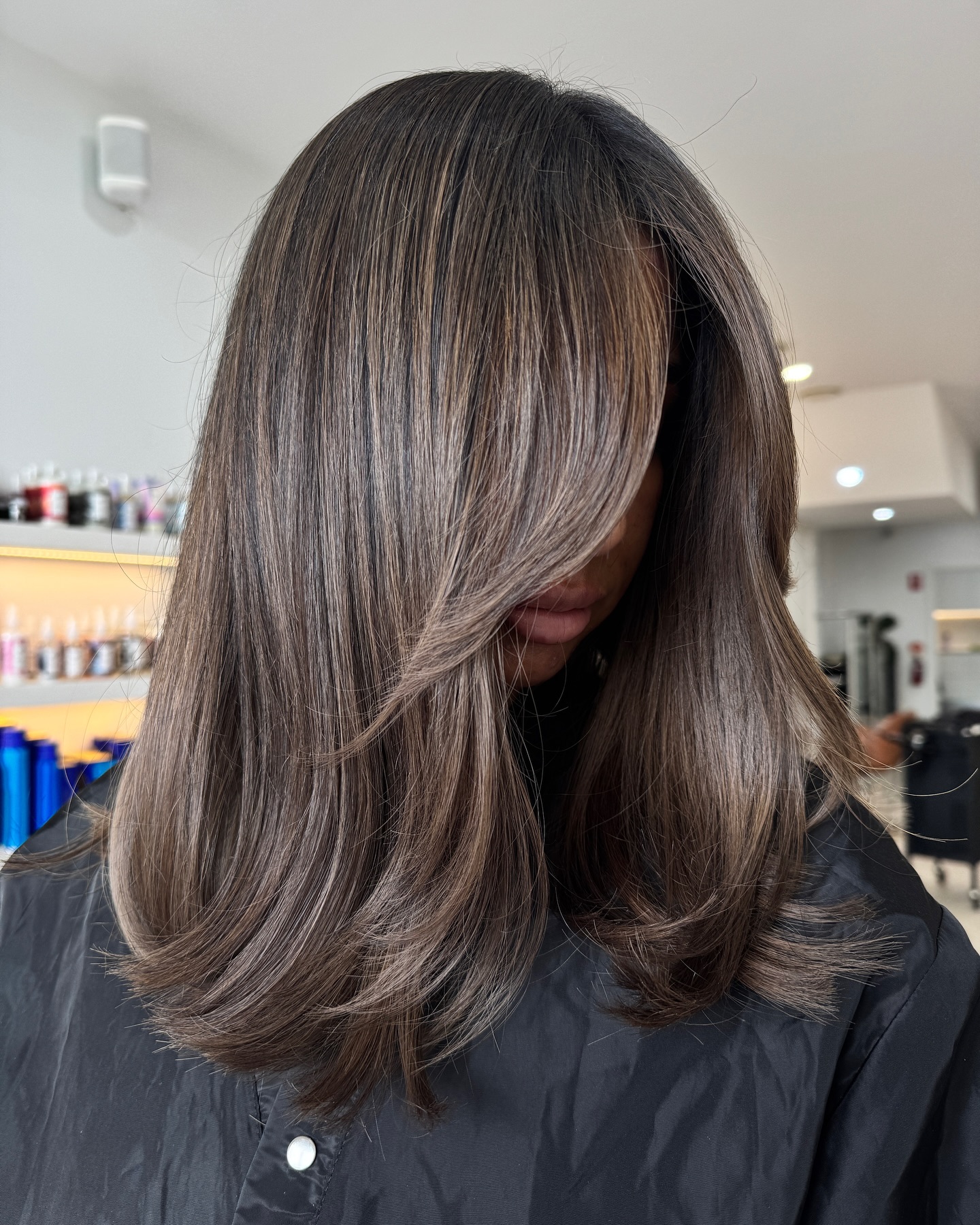 14. Sleek Ash Brunette Blend with Face-Framing Layers - Light Brown Hair Color Ideas for Women