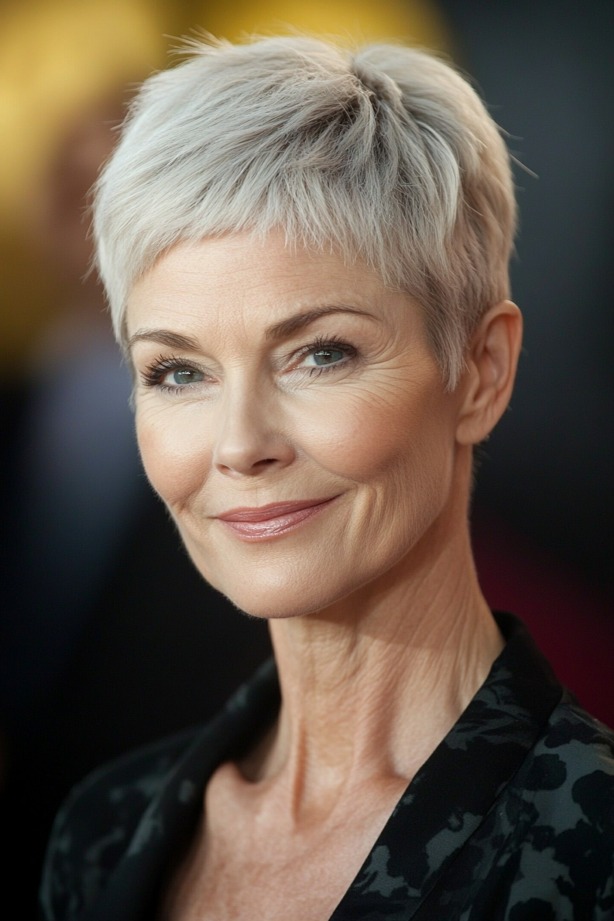 2. Classic Pixie Cut in Salt-and-Pepper (Cool Hairstyles For Older Women) - Cool Hairstyles For Older Women