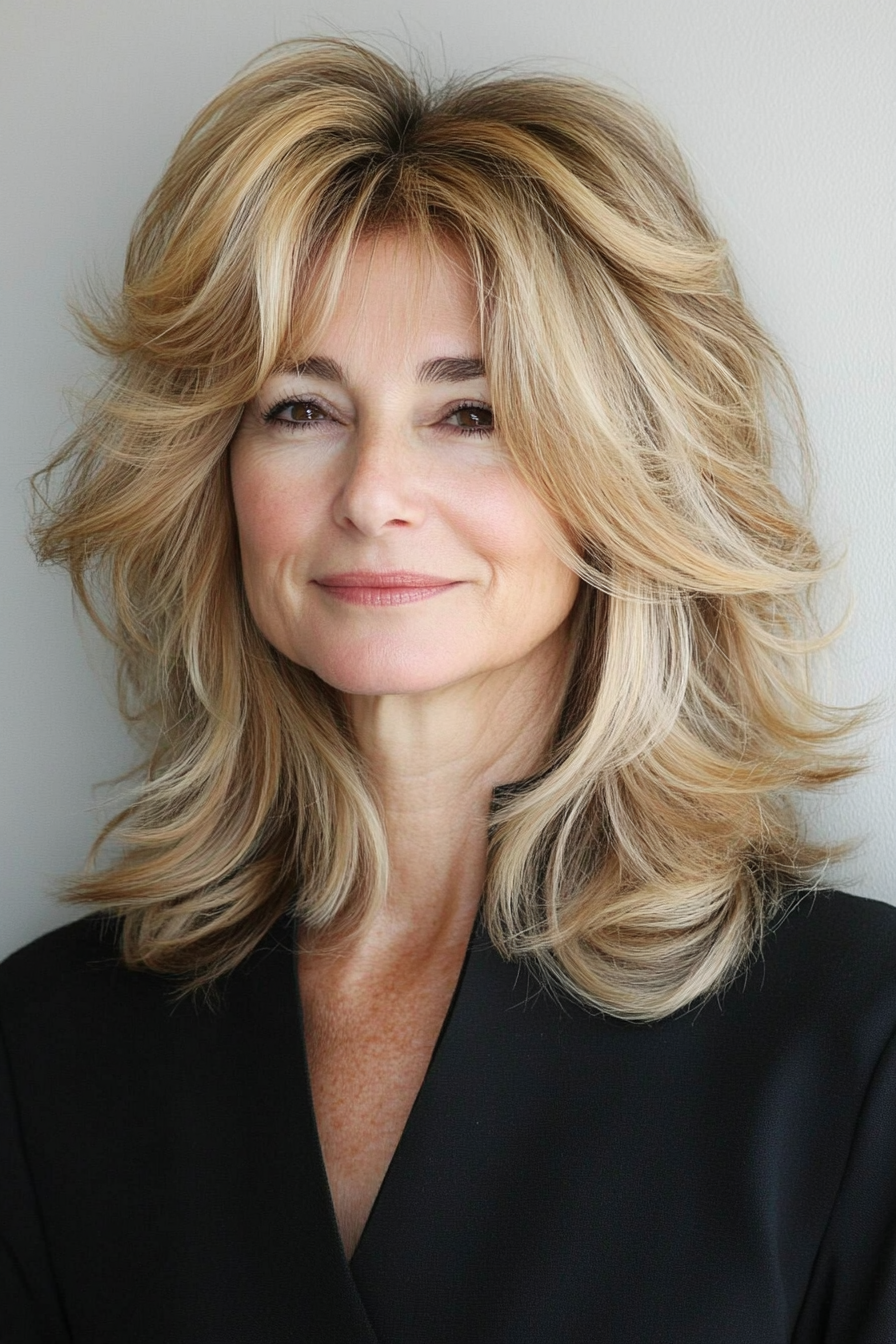 3. Shoulder-Length Shag in Honey Blonde (Cool Hairstyles For Older Women) - Cool Hairstyles For Older Women