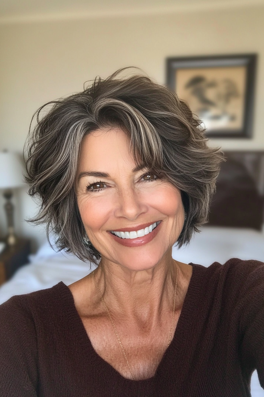 6. Textured Crop in Dark Espresso (Cool Hairstyles For Older Women) - Cool Hairstyles For Older Women