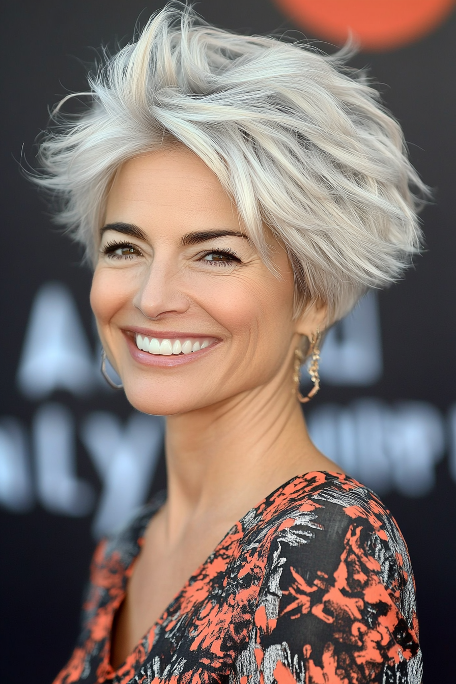 11. Tousled Pixie in Light Ash Blonde (Cool Hairstyles For Older Women) - Cool Hairstyles For Older Women