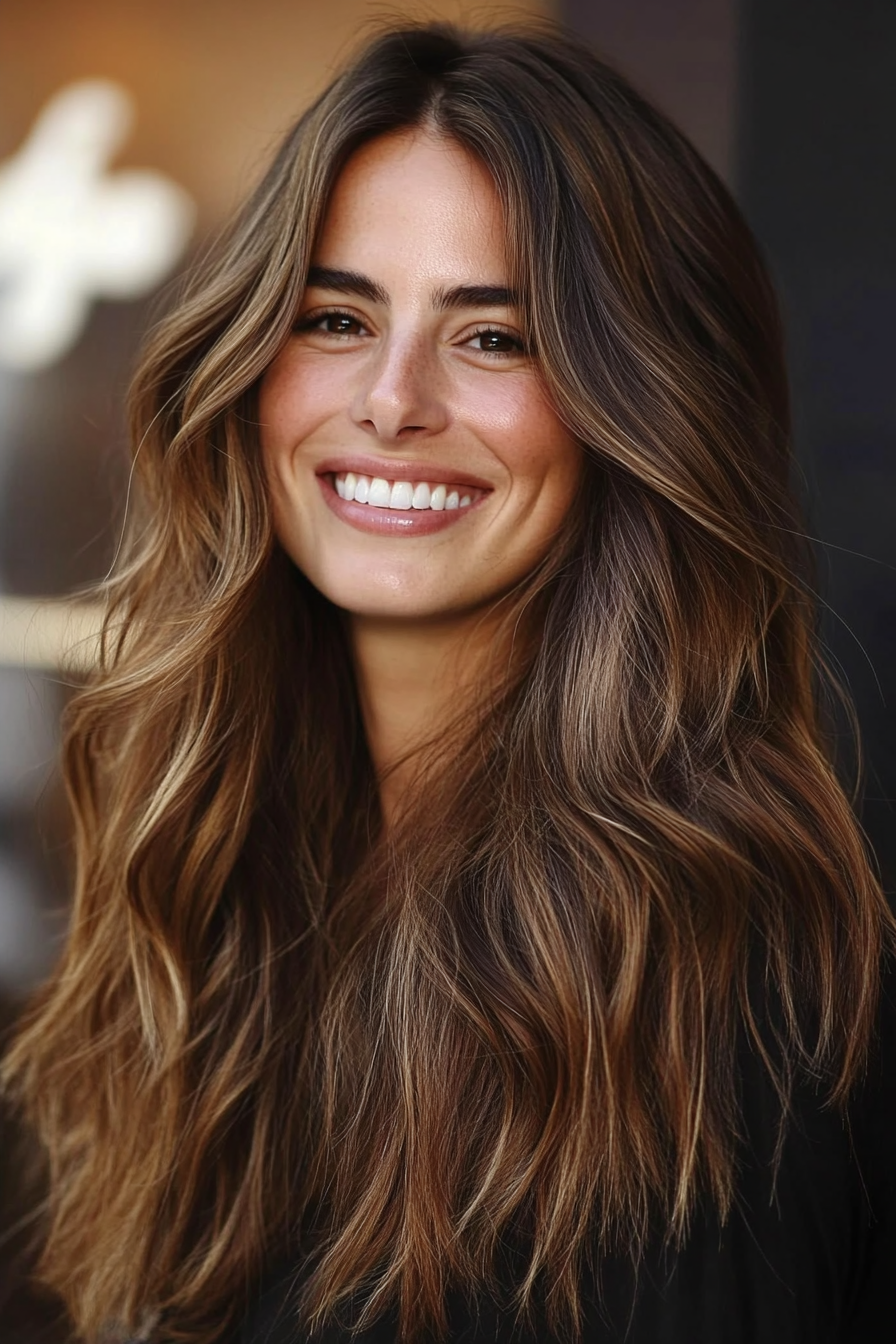 17. Soft Olive Brown Waves (Long Haircuts For Women Over 40) - Long Haircuts For Women Over 40