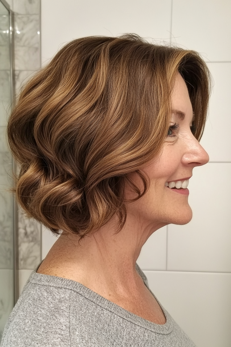 5. Curled Under Bob in Ash Brown (Mid Length Hairstyles For Older Women) - Mid Length Hairstyles For Older Women