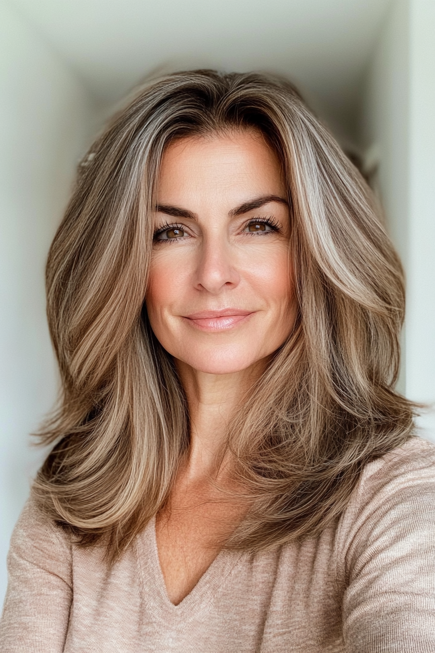 22. Flipped Ends with Subtle Layers in Light Chestnut (Mid Length Hairstyles For Older Women) - Mid Length Hairstyles For Older Women