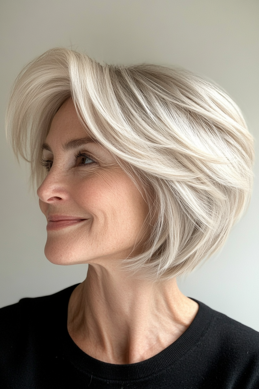 2. Feathered Bob (Short Haircuts For Women Over 60 With Fine Hair) - Short Haircuts For Women Over 60 With Fine Hair