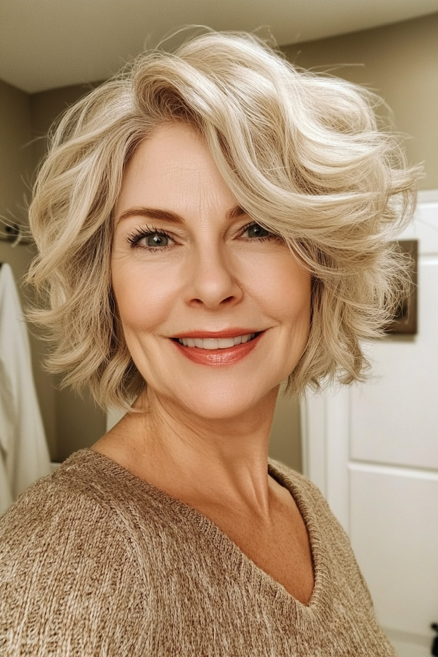 3. Tousled Waves (Short Haircuts For Women Over 60 With Fine Hair) - Short Haircuts For Women Over 60 With Fine Hair