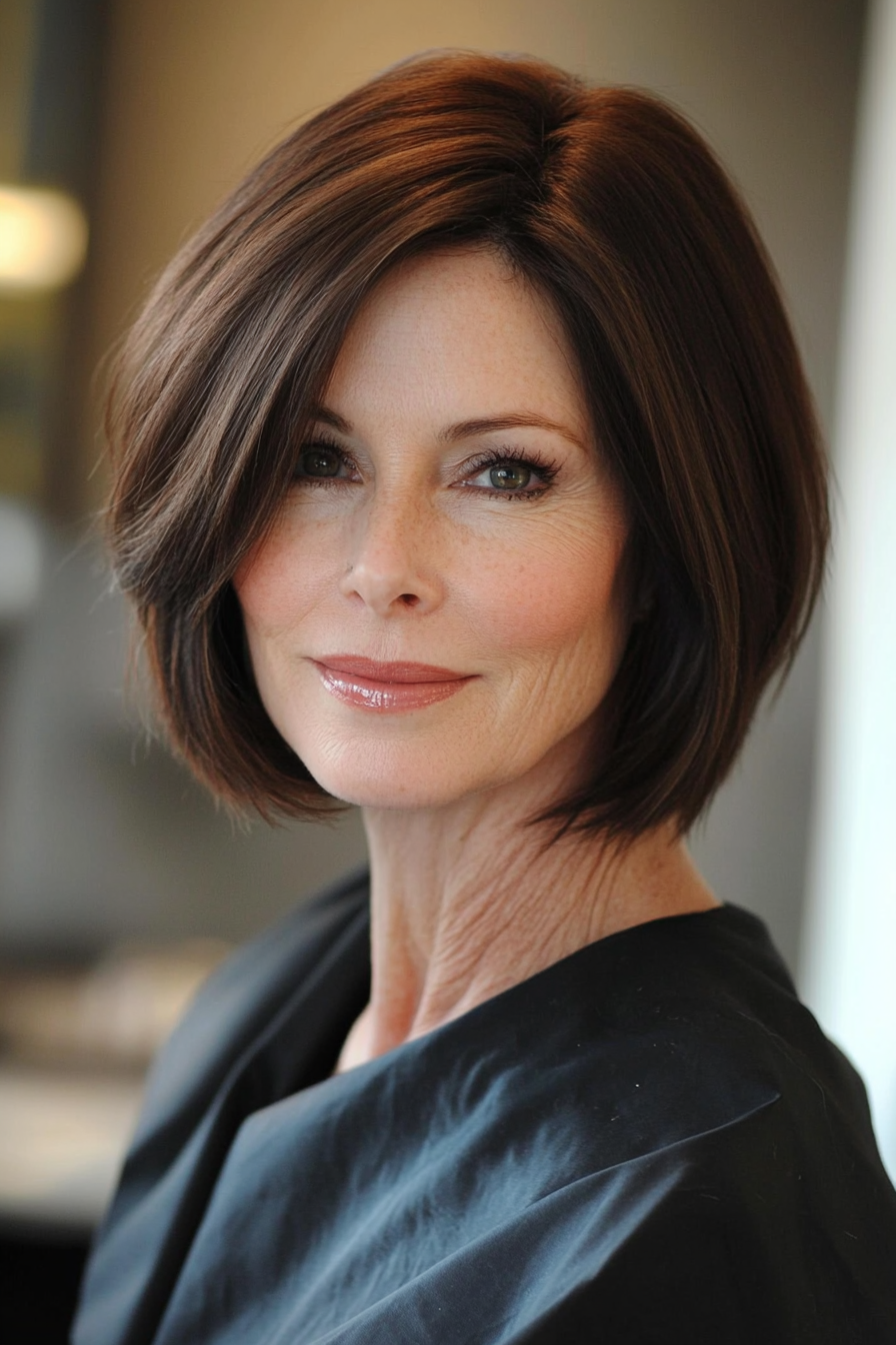 7. Angular Bob (Short Haircuts For Women Over 60 With Fine Hair) - Short Haircuts For Women Over 60 With Fine Hair
