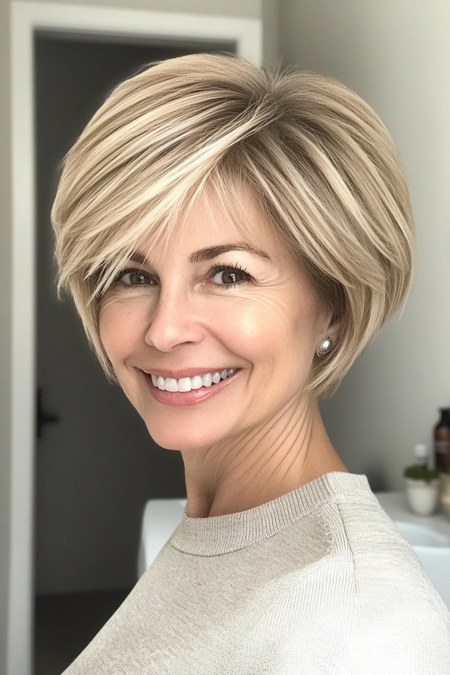 11. Layered Charm (Short Haircuts For Women Over 60 With Fine Hair) - Short Haircuts For Women Over 60 With Fine Hair